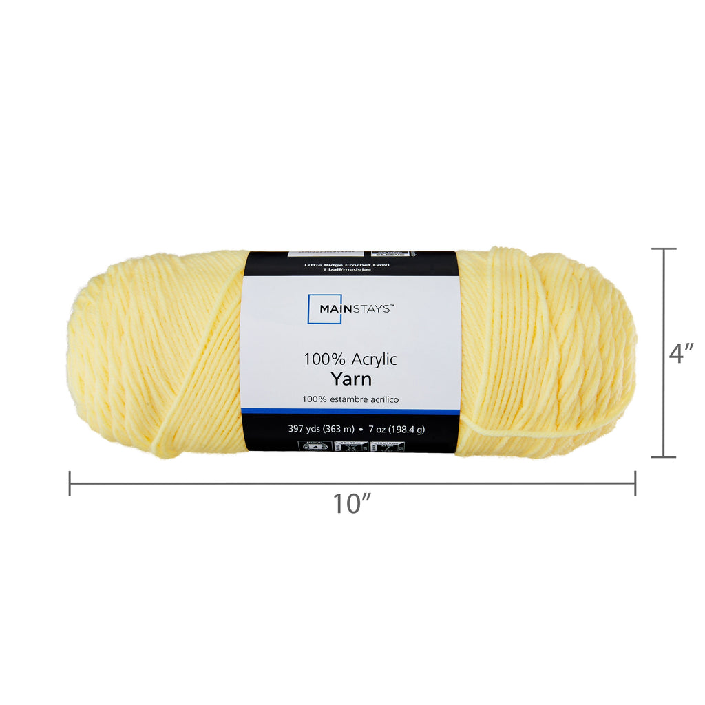 Mainstays Medium 4 Acrylic Yarn, White, 7 oz, 397 Yards