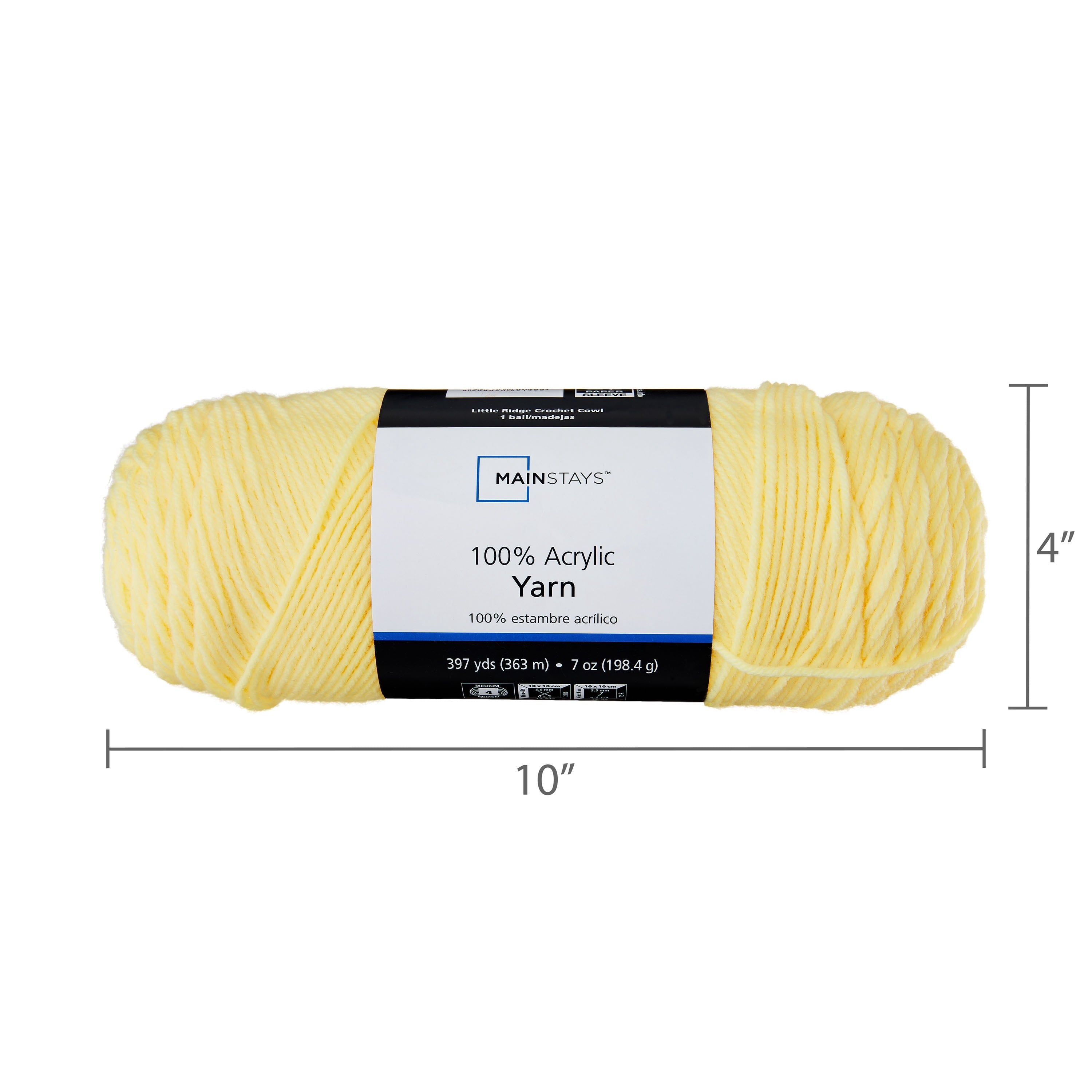 Mainstays Medium 4 Acrylic Yarn, White, 7 oz, 397 Yards