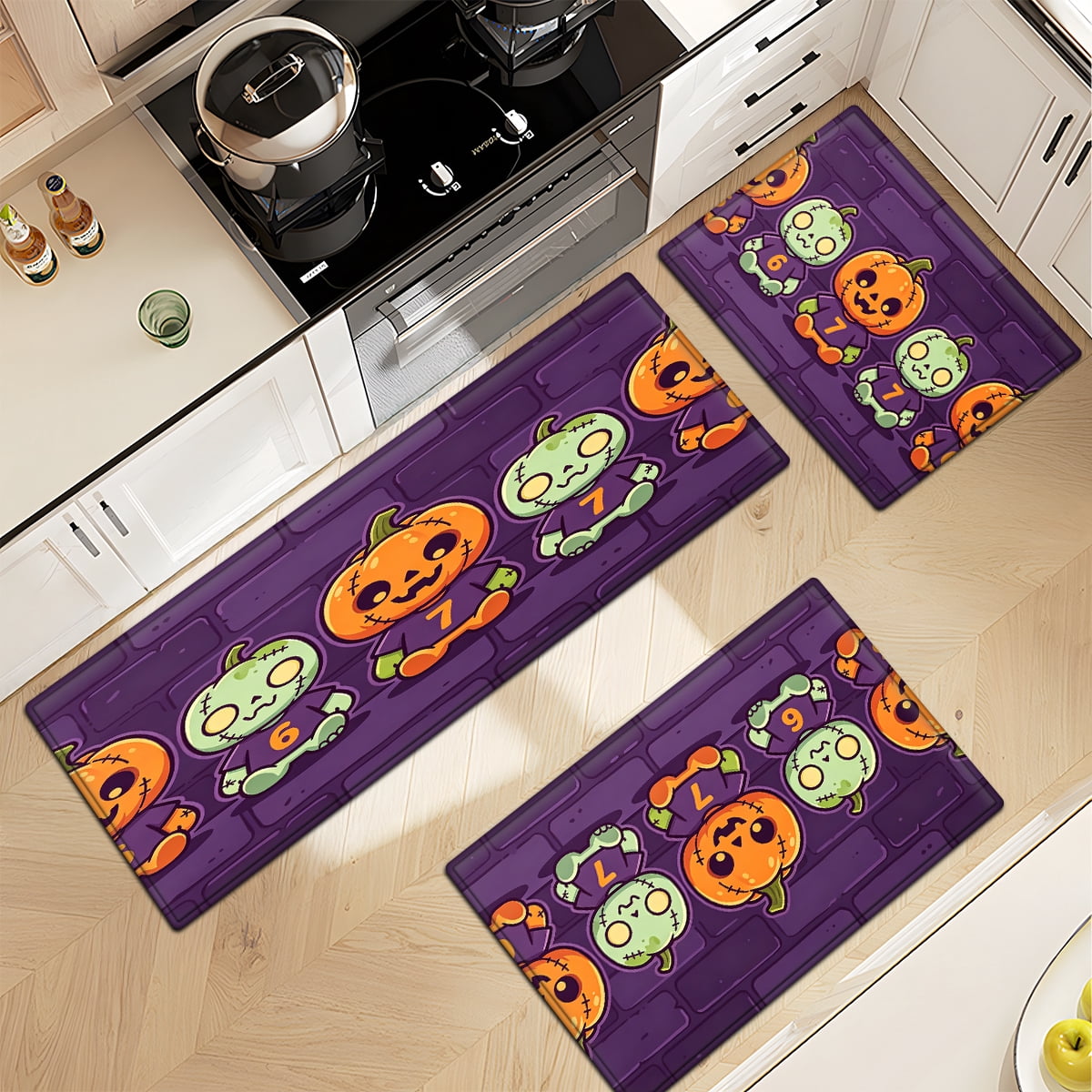 CCTFS Halloween Skeletons Holding Hot Drinks Household 1Pc Flannel Mat and Kitchen Rugs,Soft Non-slip for Bedroom Entryway