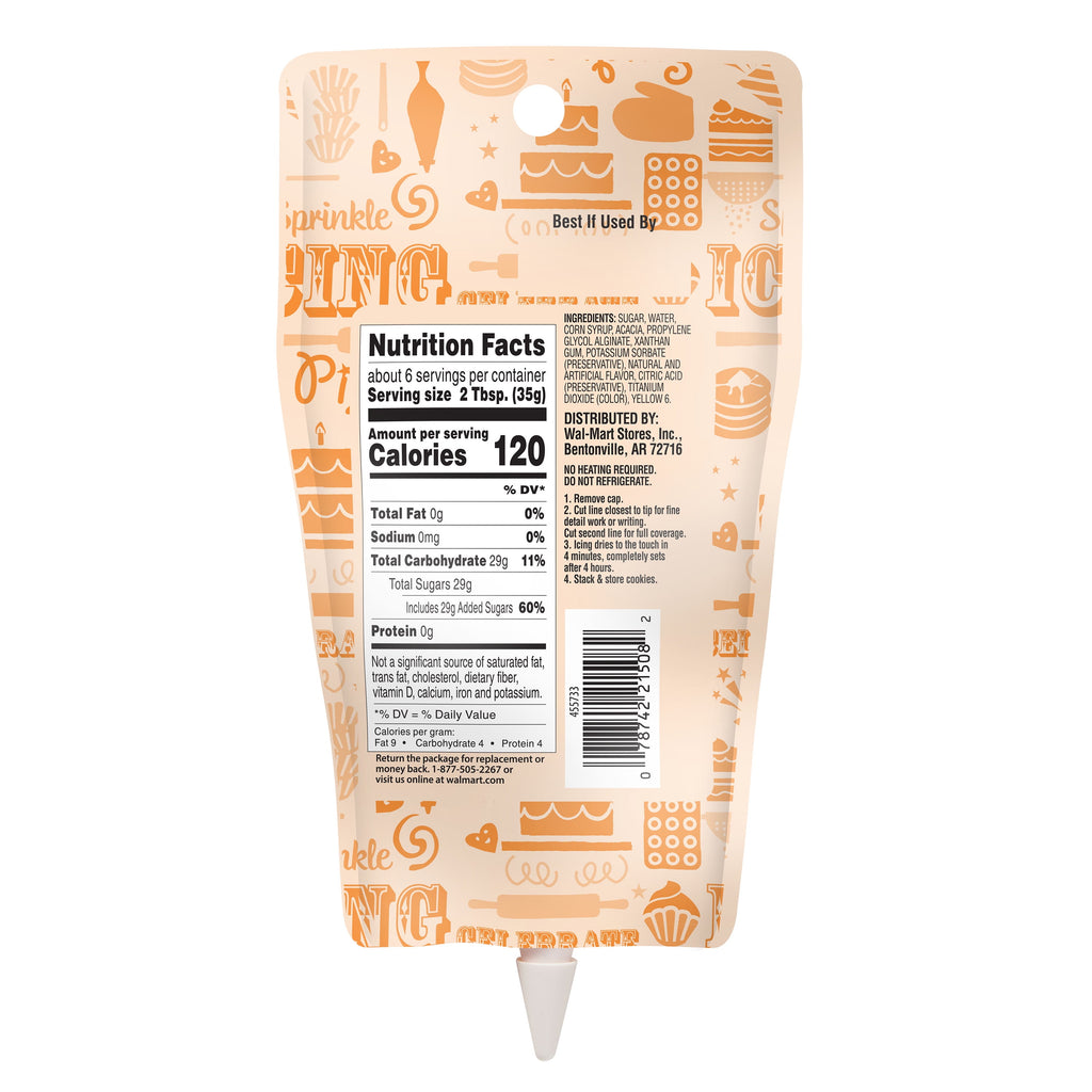 Great Value Cookie Icing, Orange, 7 oz