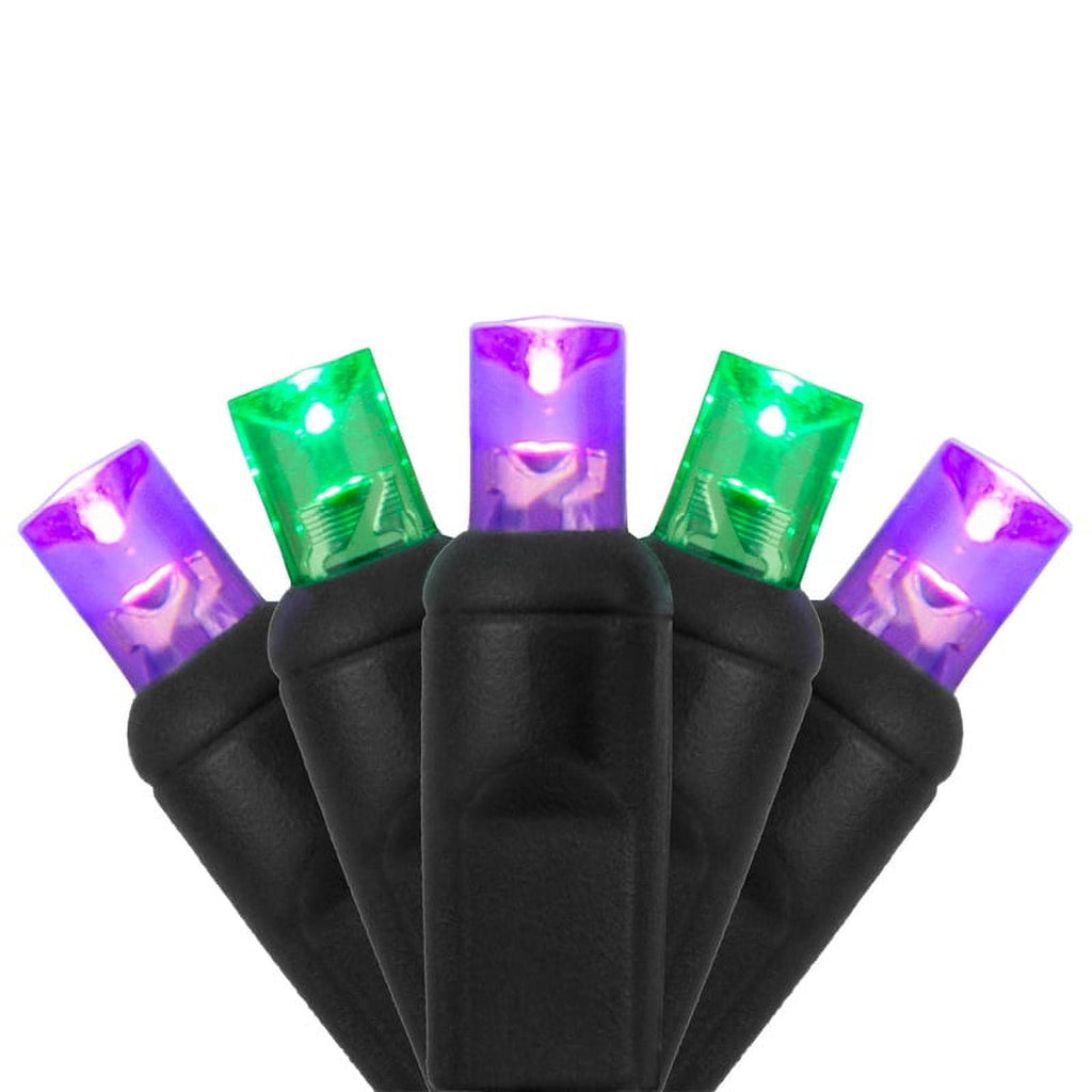 70 LED Purple and Orange String Lights for Halloween Displays Party Decoration, 24', Indoor Outdoor Black Wire
