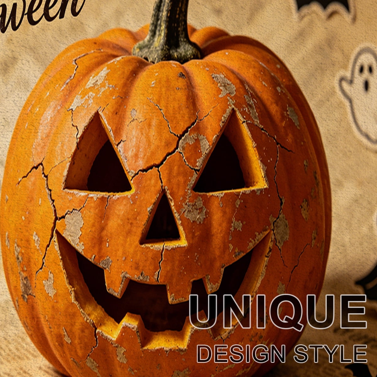 YIMEIS Halloween Neon Pumpkin Lanterns 3Pcs Flannel Mat & Kitchen Rugs Set,Soft Non-slip,16''×24'' 20''×30'' 17''×47'' Inches,for Entryway Bathroom