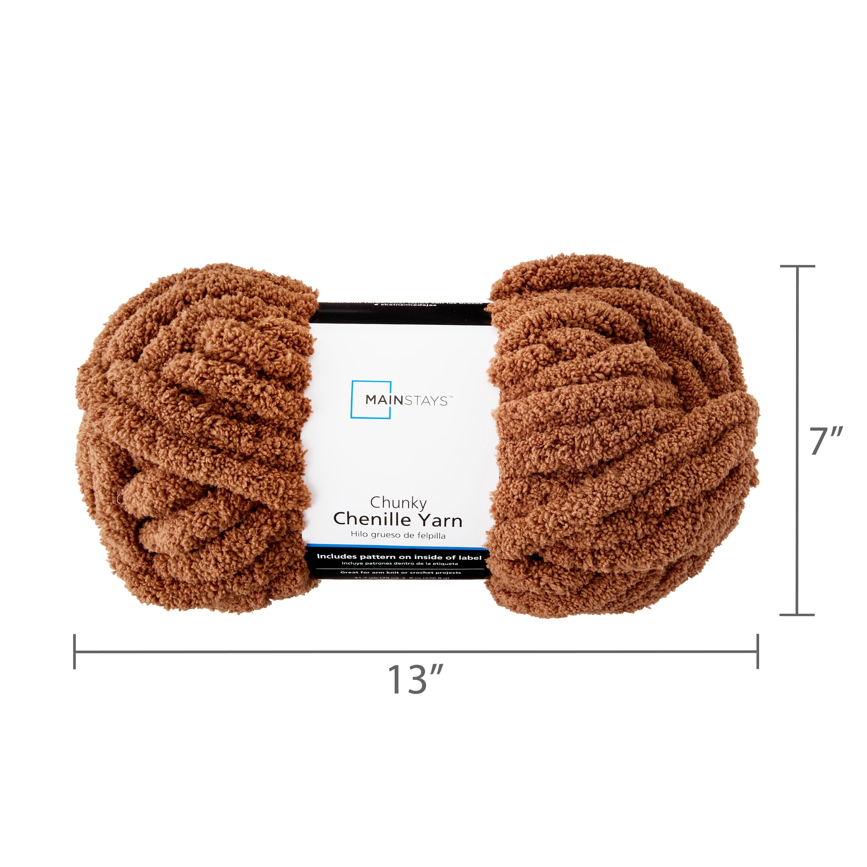 Mainstays Chunky Chenille Yarn, 31.7 yd, Ivory, 100% Polyester, Super Bulky