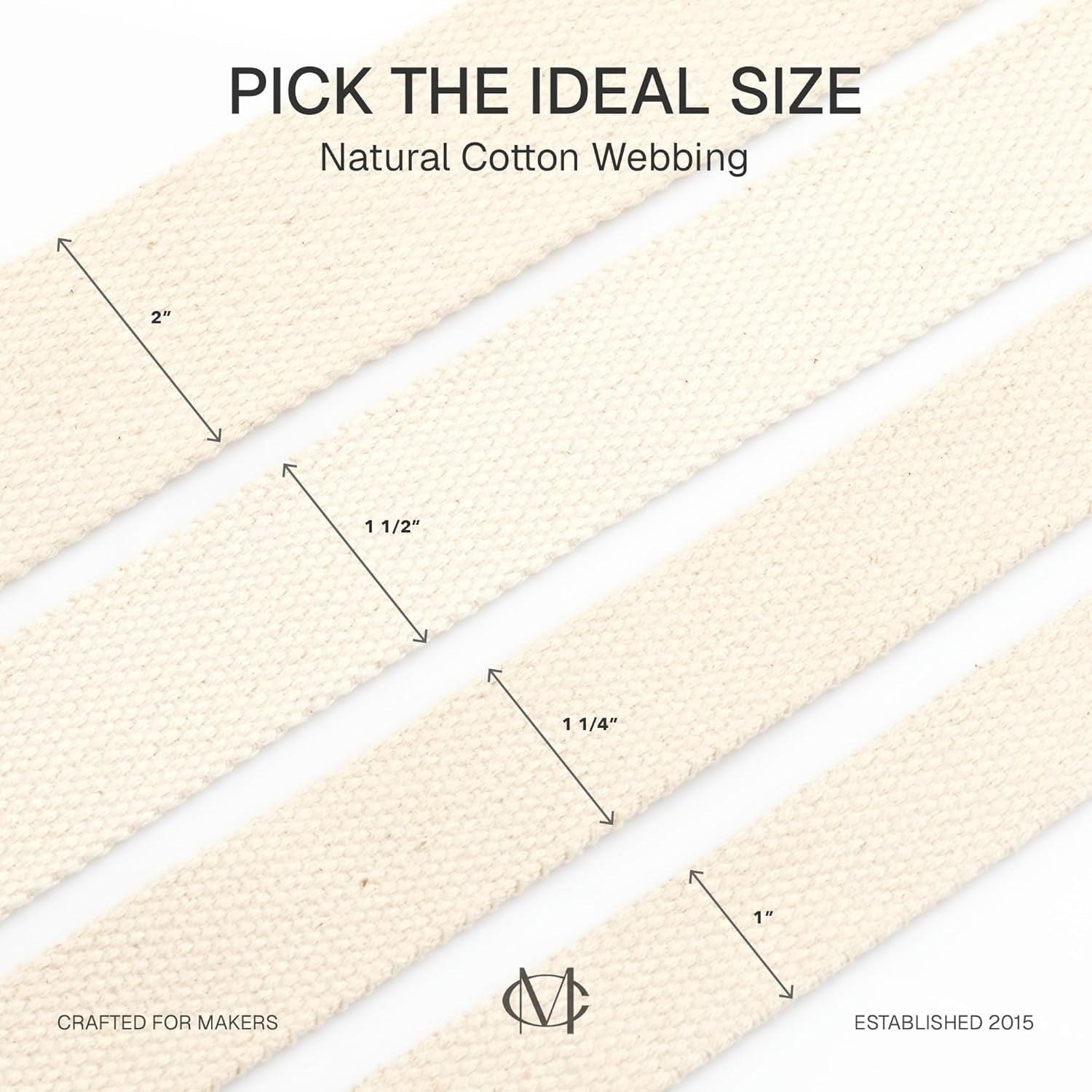CRAFTME STUDIO Natural Cotton Webbing Ribbon for Bags, Sewing & Crafts (1 Inch x 5 Yards, Natural)