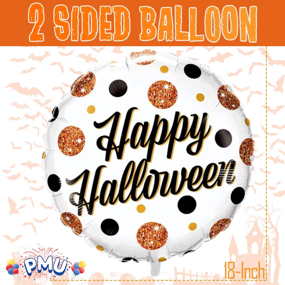 PMU Halloween Party Decoration "Happy Halloween" Jack Faces Aglow 18 Inch Mylar-Foil Balloon (1pkg) Pkg/1