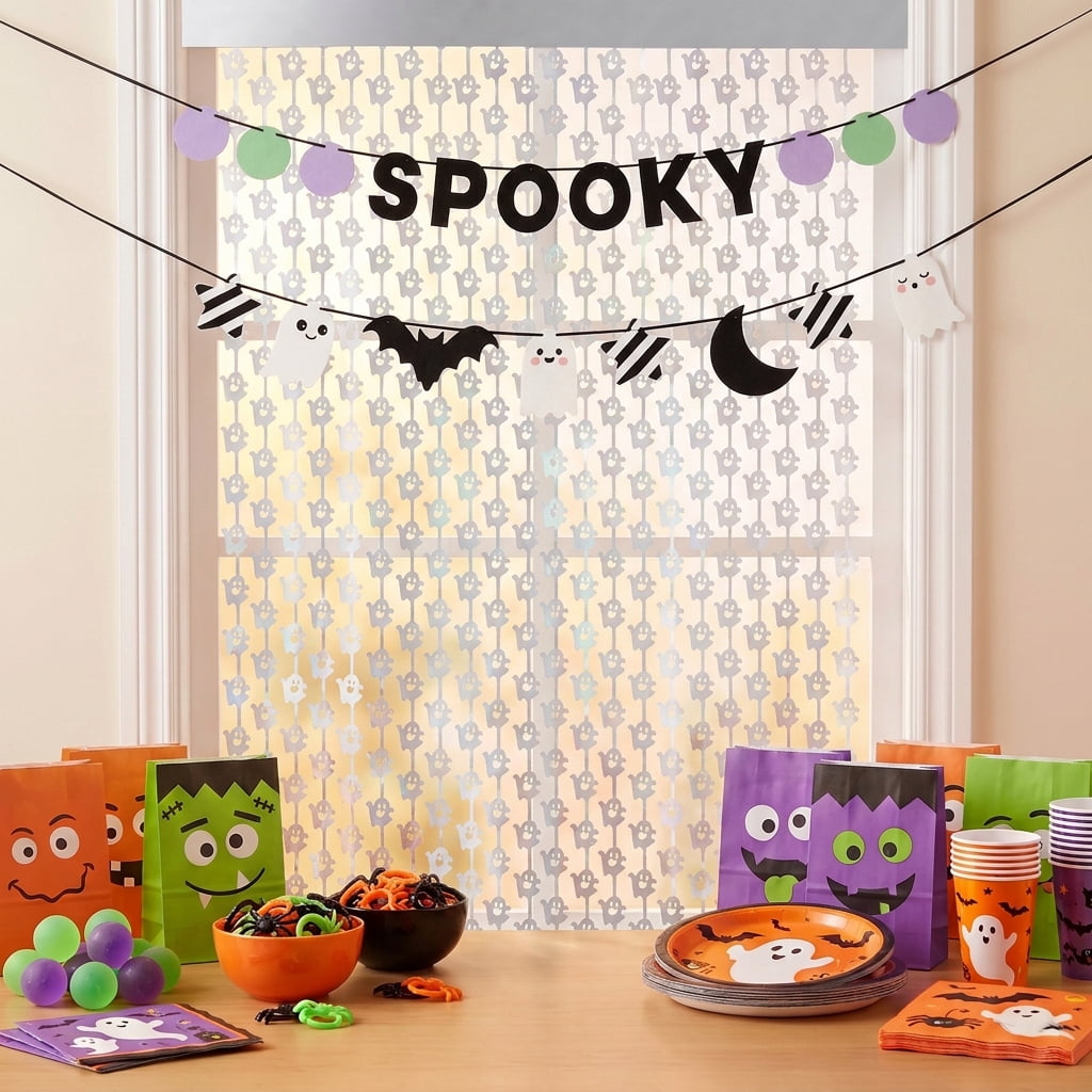Spooky Bats and Ghosts Fringe Door Decoration, Silver and Black, Halloween by Way To Celebrate
