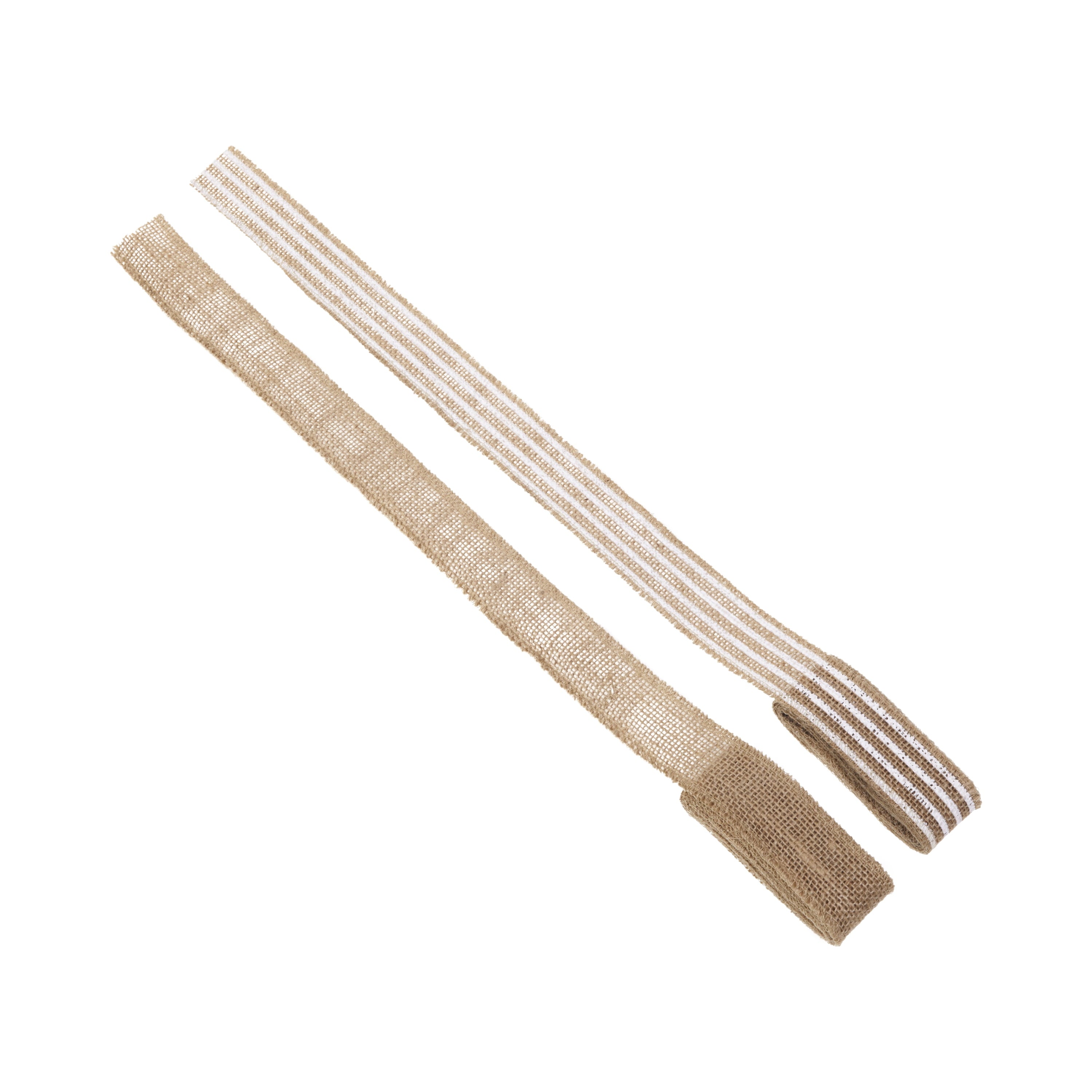 Love, Laugh, Craft Burlap Ribbon Set, 1.5"W x 3-Yds, Natural/White Stripe