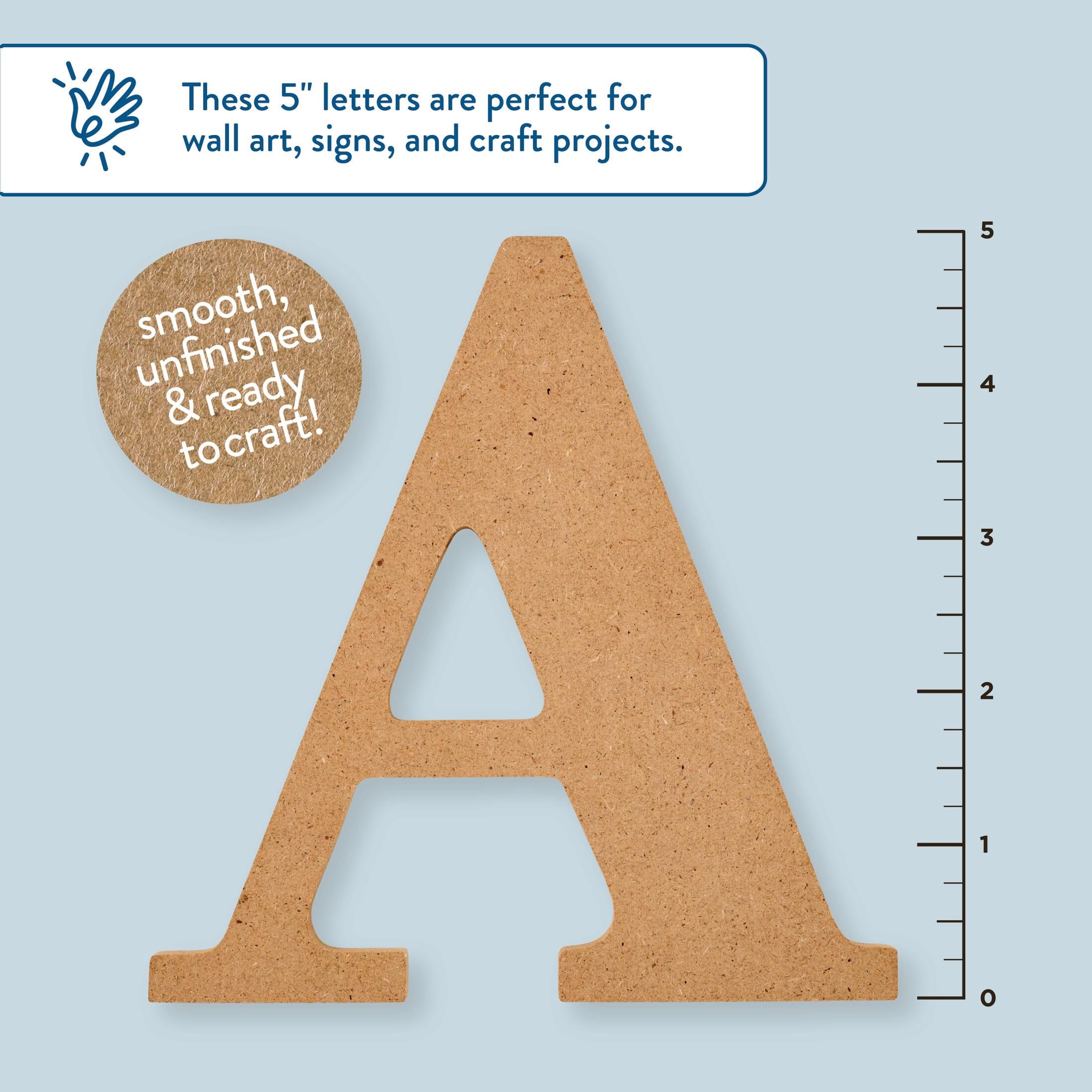 Plaid Unfinished Wood MDF 5" Letter for DIY Arts and Crafts, A