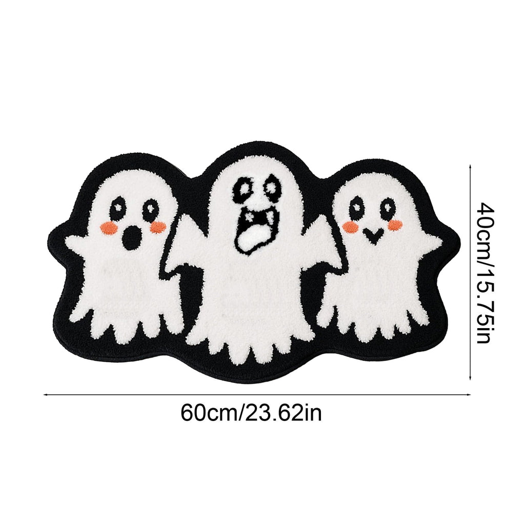 BingTong Cartoon Ghost Themed Fall Welcome Mat,Variety Spooky Adorable Ghost Shape Entryway Rug,Weather Resistant Low Profile Door Mat for Home Apartment Cafe Halloween Decoration Ghost F