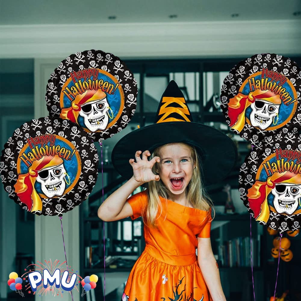 PMU Halloween Party Decoration "Happy Halloween" Jack Faces Aglow 18 Inch Mylar-Foil Balloon (1pkg) Pkg/1