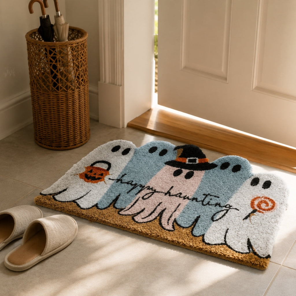 Orangide Halloween Decorations Ghost Doormat Non Slip Outdoor Entrance Rug Spooky Welcome Mat for Patio Porch Entryway Fall