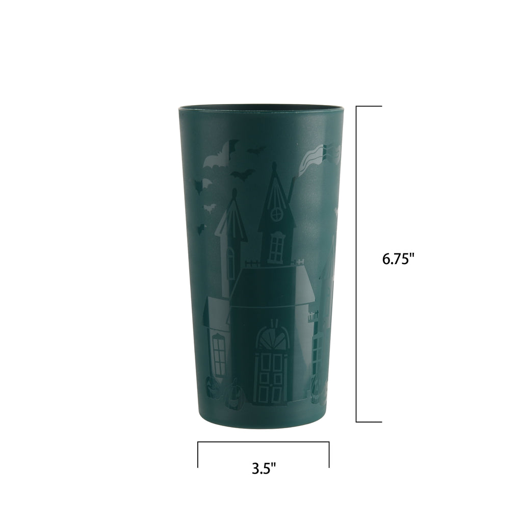 Mainstays 26 Ounce Round Plastic Etched Bat Tumbler, Black