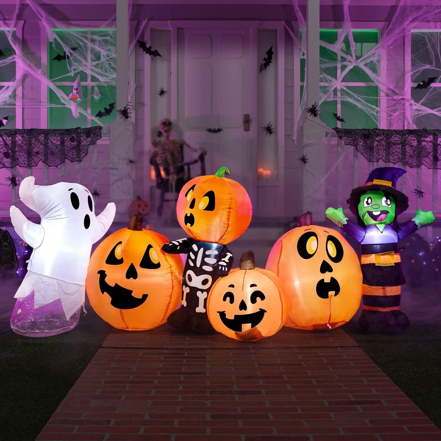 Joyfy 8 FT Large Halloween Inflatables Outdoor Decorations,Pumpkin Patch Blow Up Yard Decor with Built-in LEDs for Lawn Garden Patio Halloween Party