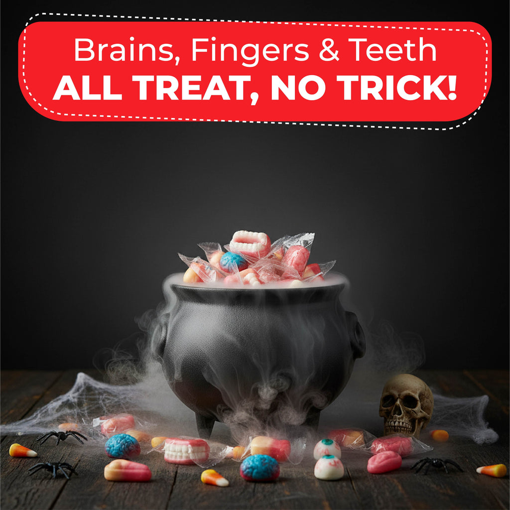 Fusion Select 8 Oz Individually Wrapped Gummy Body Parts Candy - Halloween Gummies & Trick or Treat Candy for Party & Goodie Bags - Spooky Assortment of Brain, Teeth, Fingers & Nose Candies