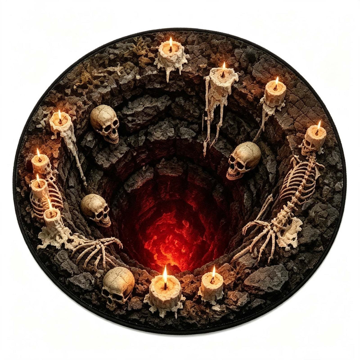 3D Halloween Round Rug, Illusion Halloween Round Mat, Funny Rug with Non-Slip Soft Visual Effect Door Mat for Living Room Indoor Decor
