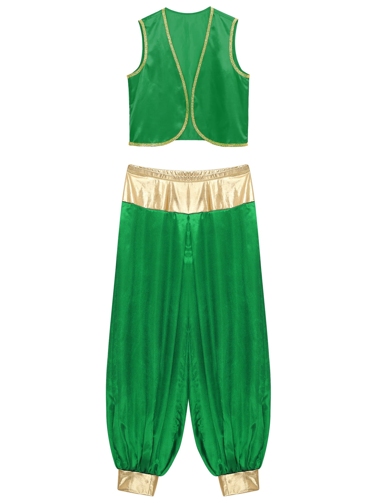 iiniim Mens Arabian Prince Costume Open Front Vest with Pants Halloween Show Fancy Dress up Outfit Royal Blue&Royal Blue S
