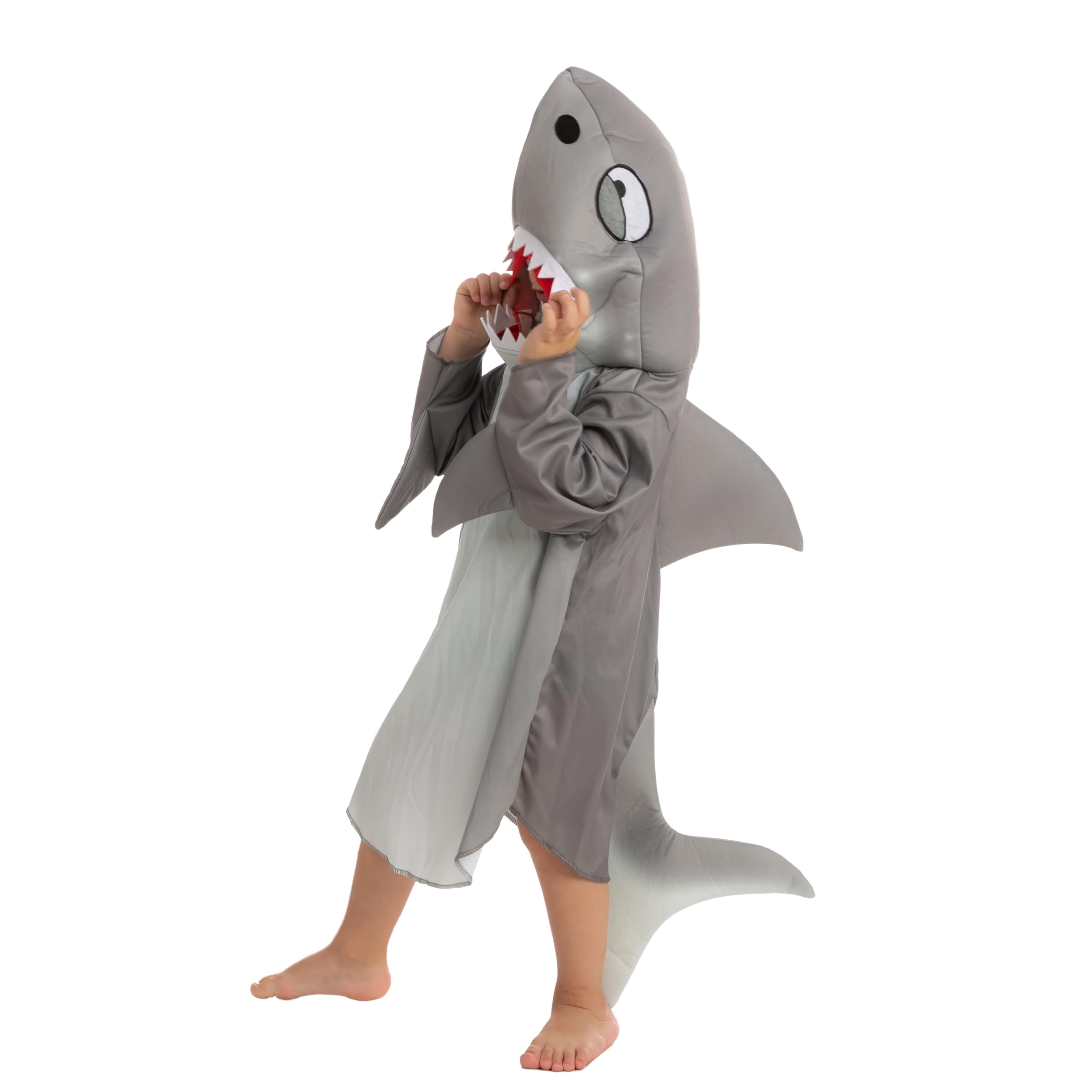 Joyfy Halloween Shark Costume for Kids, Shark Boy Costume with Fin Tail for Animal Cosplay Outfit Halloween Trick or Treat Dress up Party