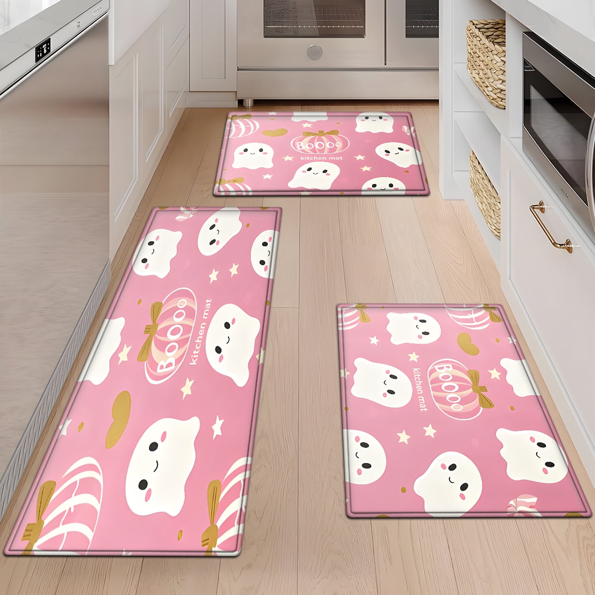 CCTFS Halloween Pumpkin Bat Candy 1Pc Flannel Mat and Kitchen Rugs,Soft Non-slip,Perfect for Home Bathroom