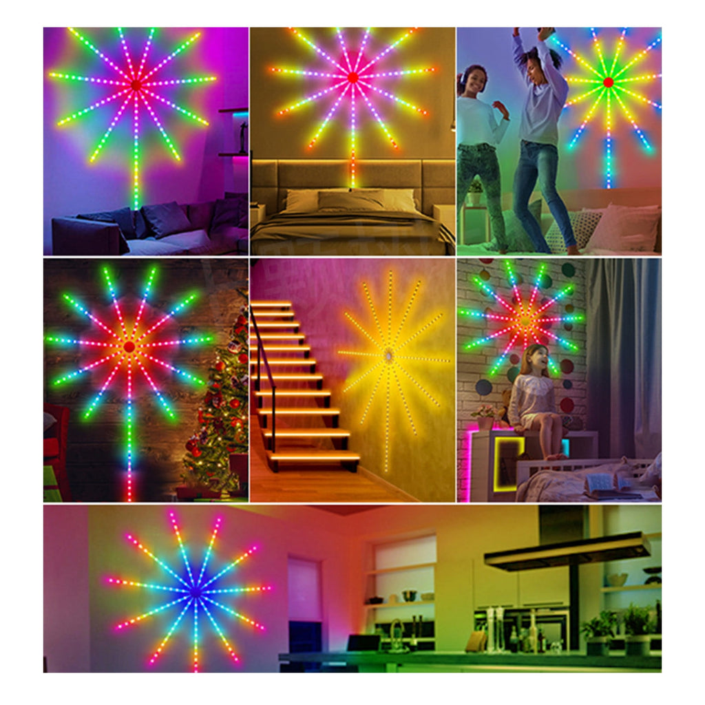 Firework Led Lights USB Powered Room Decor, Color Changing Bluetooth Fireworks Led Lights for Bedroom with Launch Burst Effect, Led Lights with Remote Control for Christmas Party Decoration