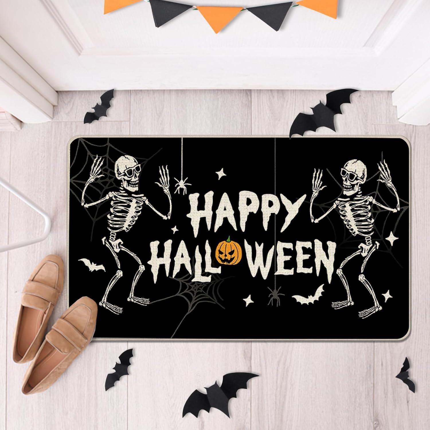 ASKETAM Halloween Doormat Indoor/Outdoor Non-Slip Carpet 19.5" x 31.3" (Dancing Skeleton)