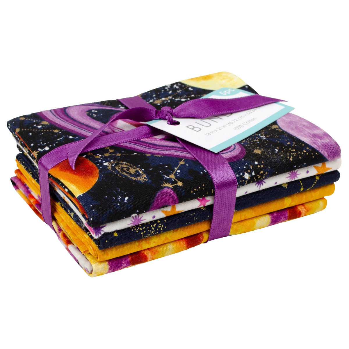 Create It 18" x 21" Cotton Galaxy Precut Sewing & Craft Fabric Bundle, Multicolor 5 Piece