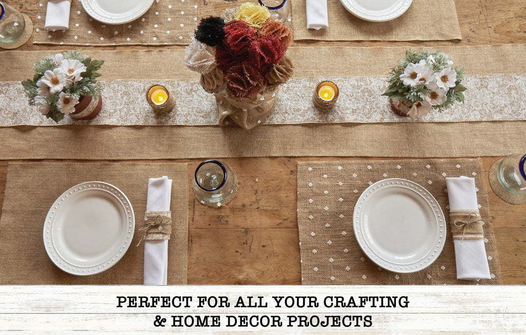 Love, Laugh, Craft Burlap Ribbon Set, 1.5"W x 3-Yds, Natural/White Stripe