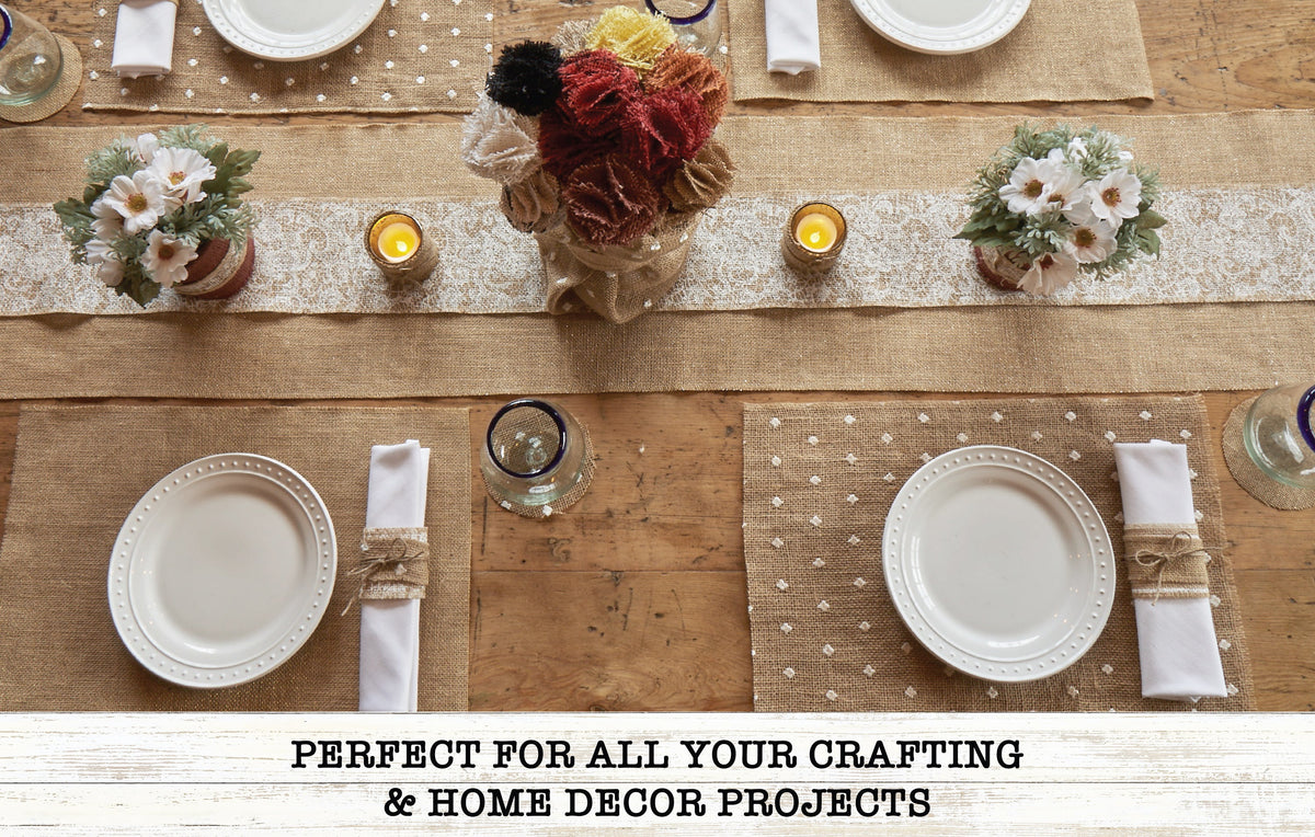 Love, Laugh, Craft Burlap Ribbon Set, 1.5"W x 3-Yds, Natural/White Stripe