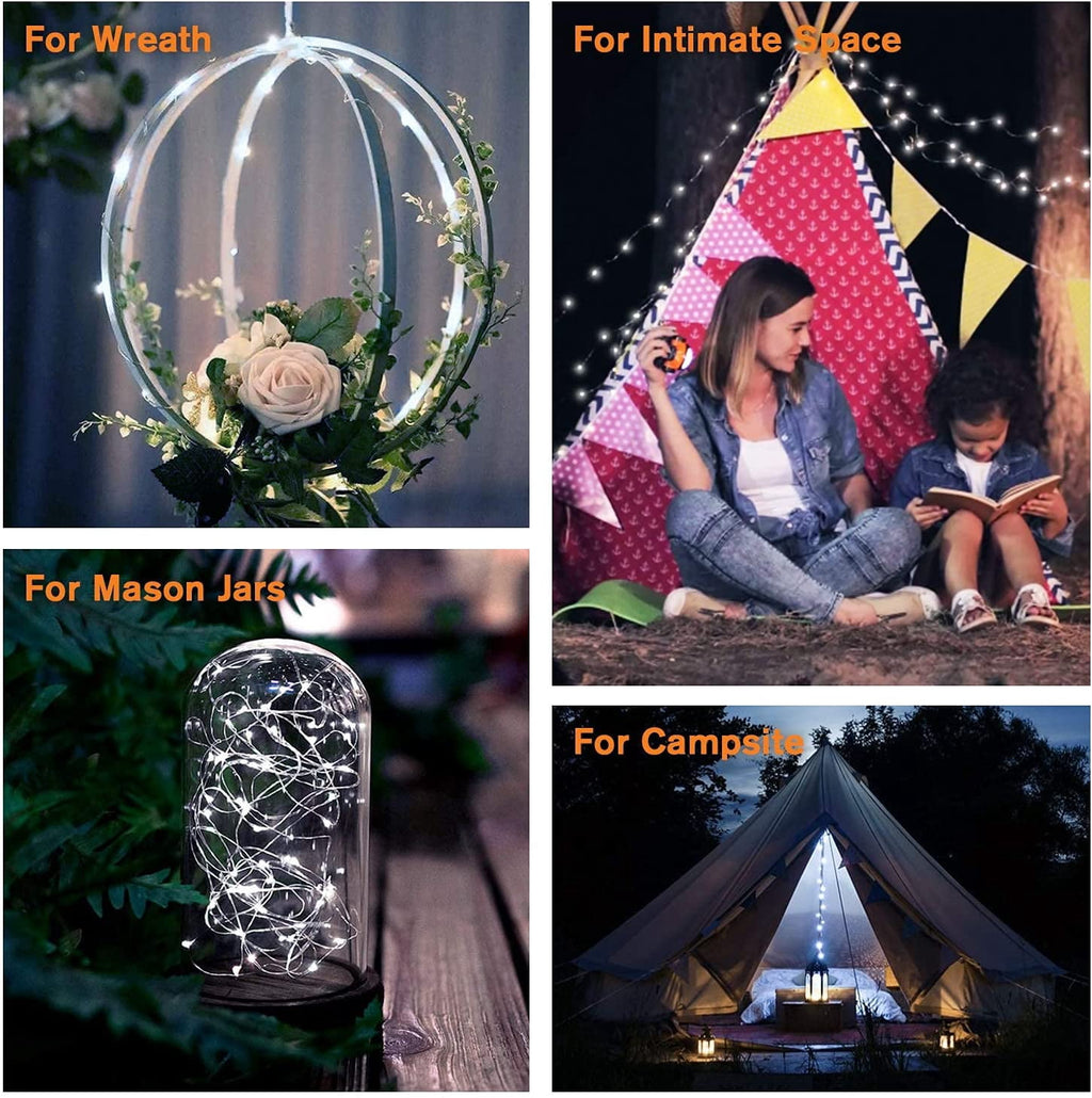 Purple Solar Fairy Lights Outdoor Waterproof, 4 Packs Each 33ft 100 LED Solar String Lights, 8 Modes Silver Wire Solar Twinkle Lights for Halloween Christmas Patio Garden