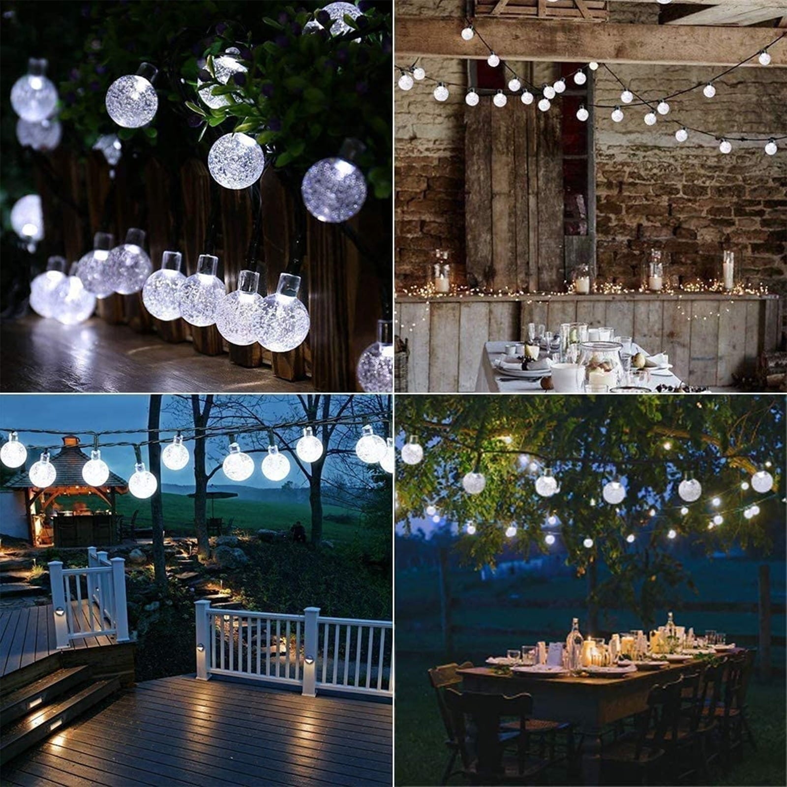 Toodour Solar String Lights Outdoor, 35.6ft 60 LED Waterproof Solar Powered Globe Patio Lights with 8 Modes for Garden Home Gazebo Yard Decorations (Warm White)