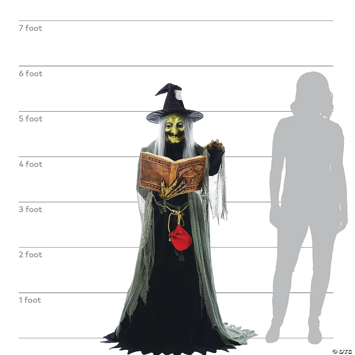 5' Animated Spell Casting Witch with Lights & Sound Halloween Decoration