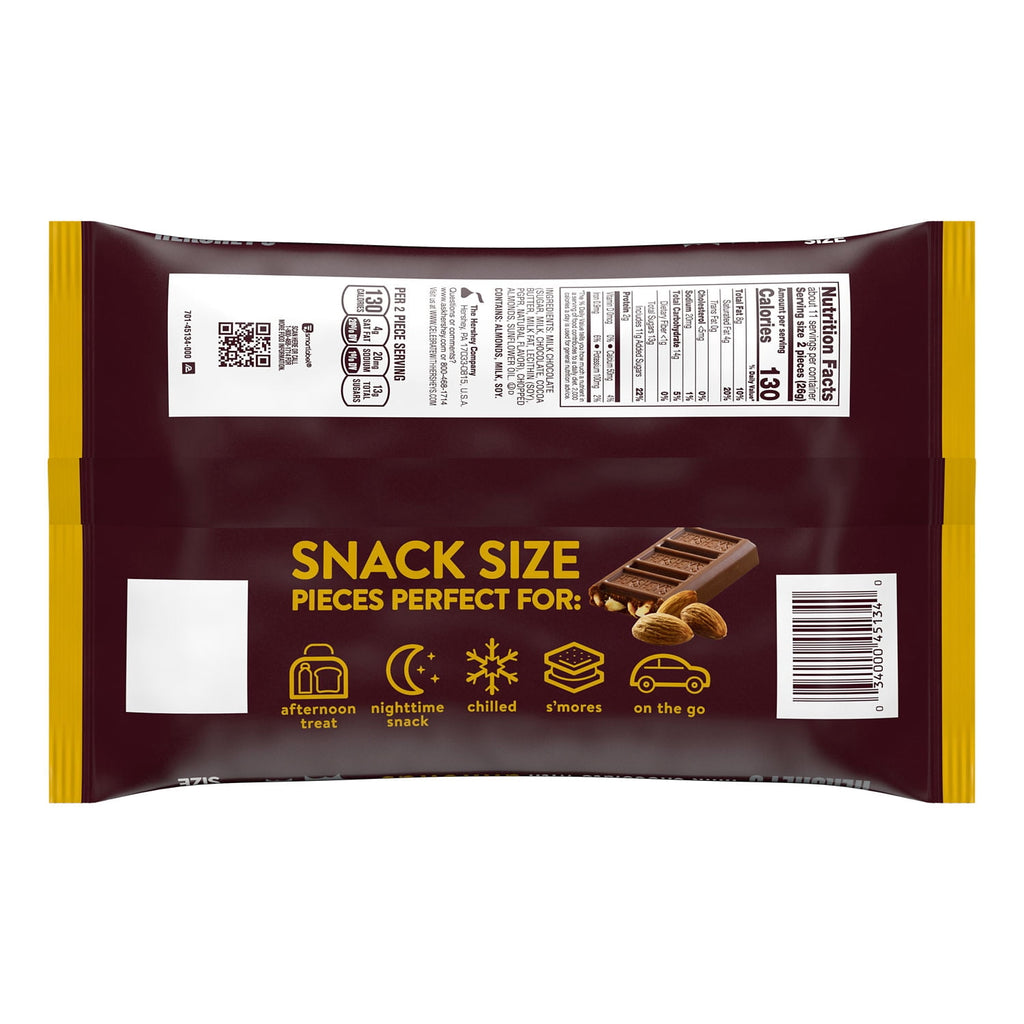 (2 pack) Hershey's Milk Chocolate with Almonds Snack Size, Halloween Candy Bag, 10.35 oz