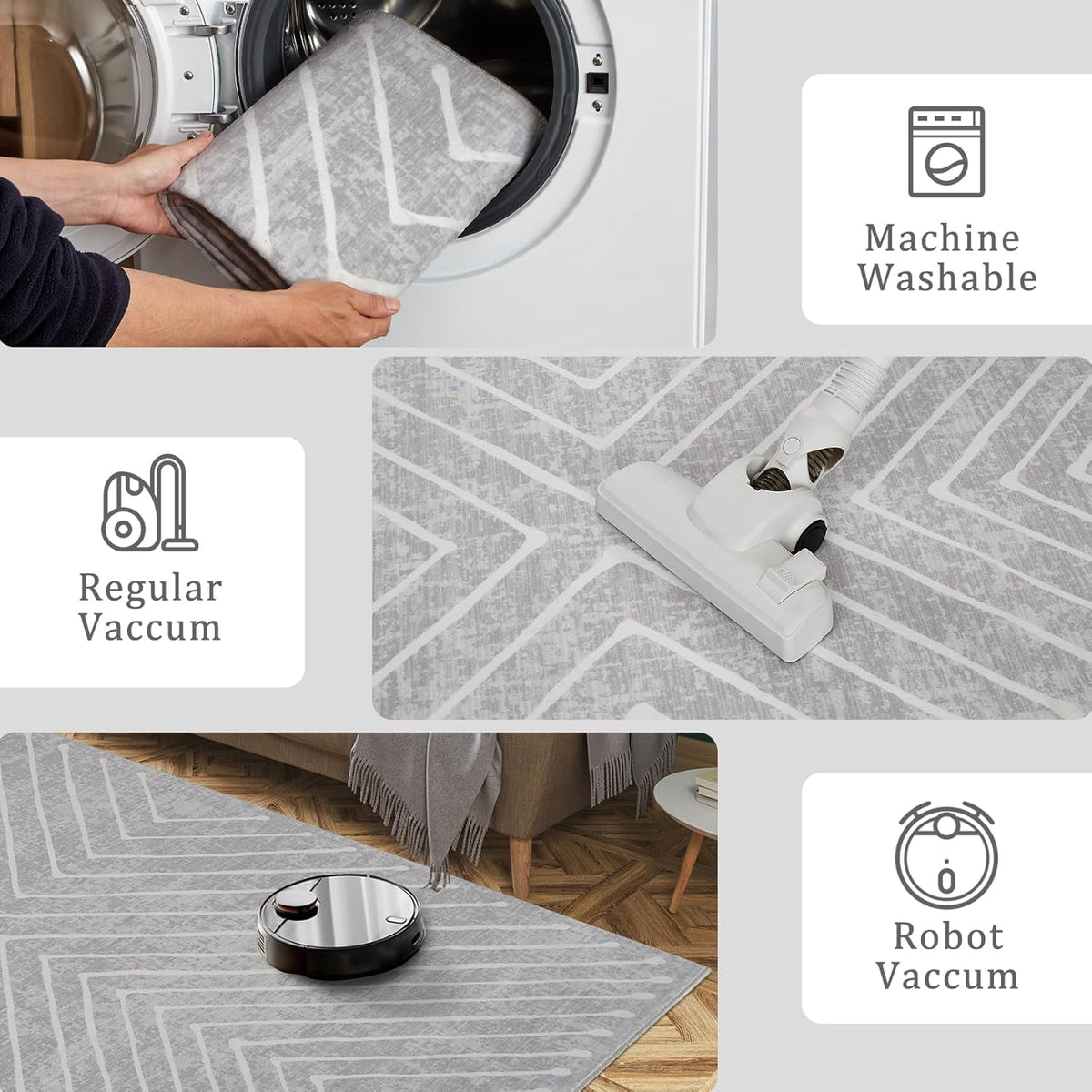 Washable Rug 10x13 Area Rug for Bedroom Modern Living Room Rug Non Slip Striped Large Area Rug Soft Non Shedding Throw Rugs Stain Resistant Carpet for Dining Room Nursery Navy 10'x13'