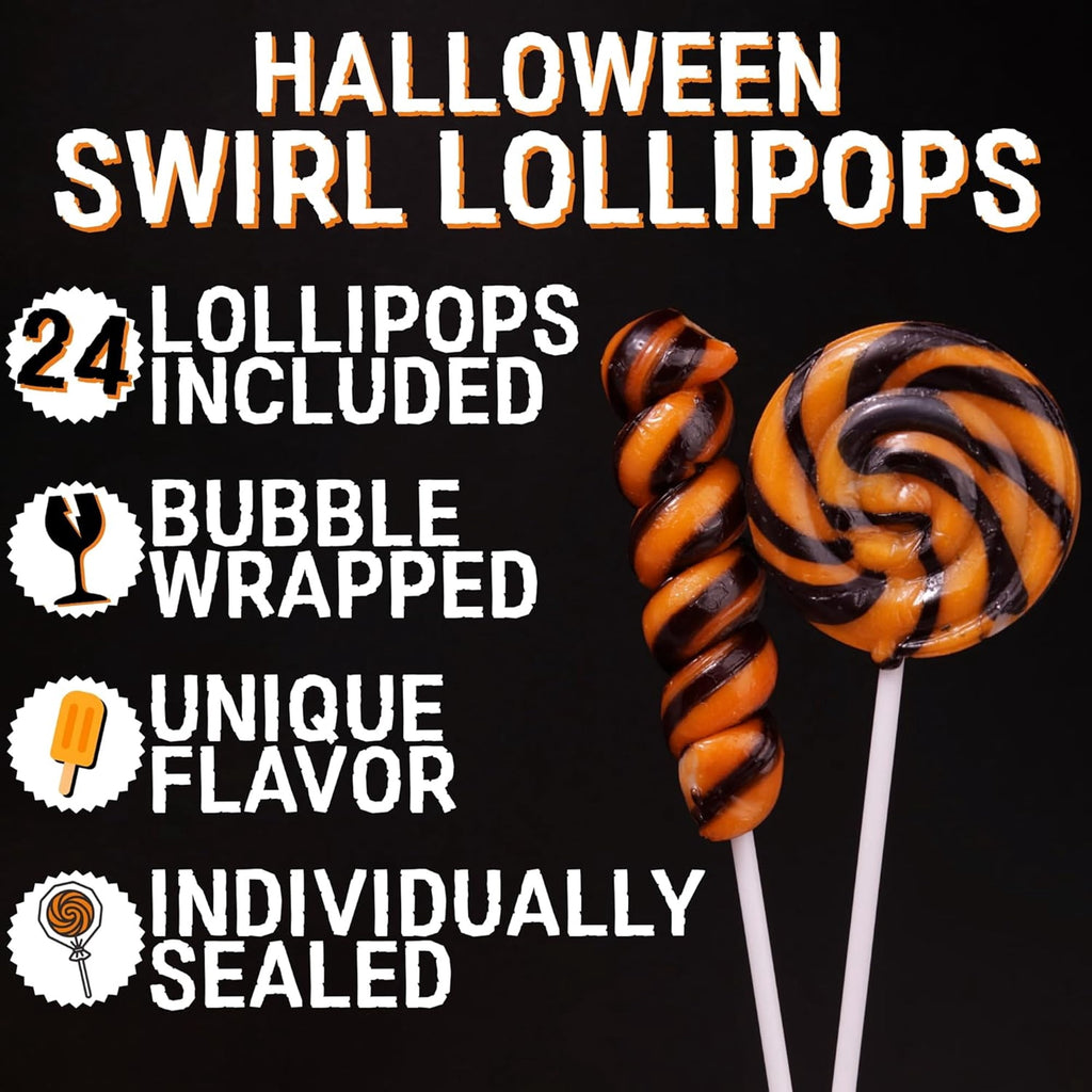Halloween Swirl Lollipops, Trick or Treat Candy, 24 Count, 10.16 Ounce Box