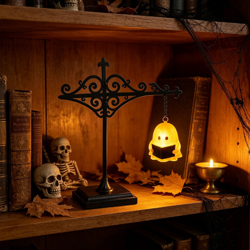 Nkmbld Halloween Bookshelf Lamp, Vintage Library Lantern Decorative Bookshelf Lighting, Hanging Ghost Lantern Book Shelf Light, Halloween Decorations Indoor