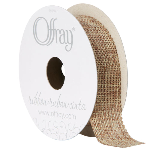 (3 pack) Offray Ribbon, Natural 7/8 inch Woven Burlap Woven Ribbon for Crafts, Gifting, and Wedding, 9 feet, 1 Each