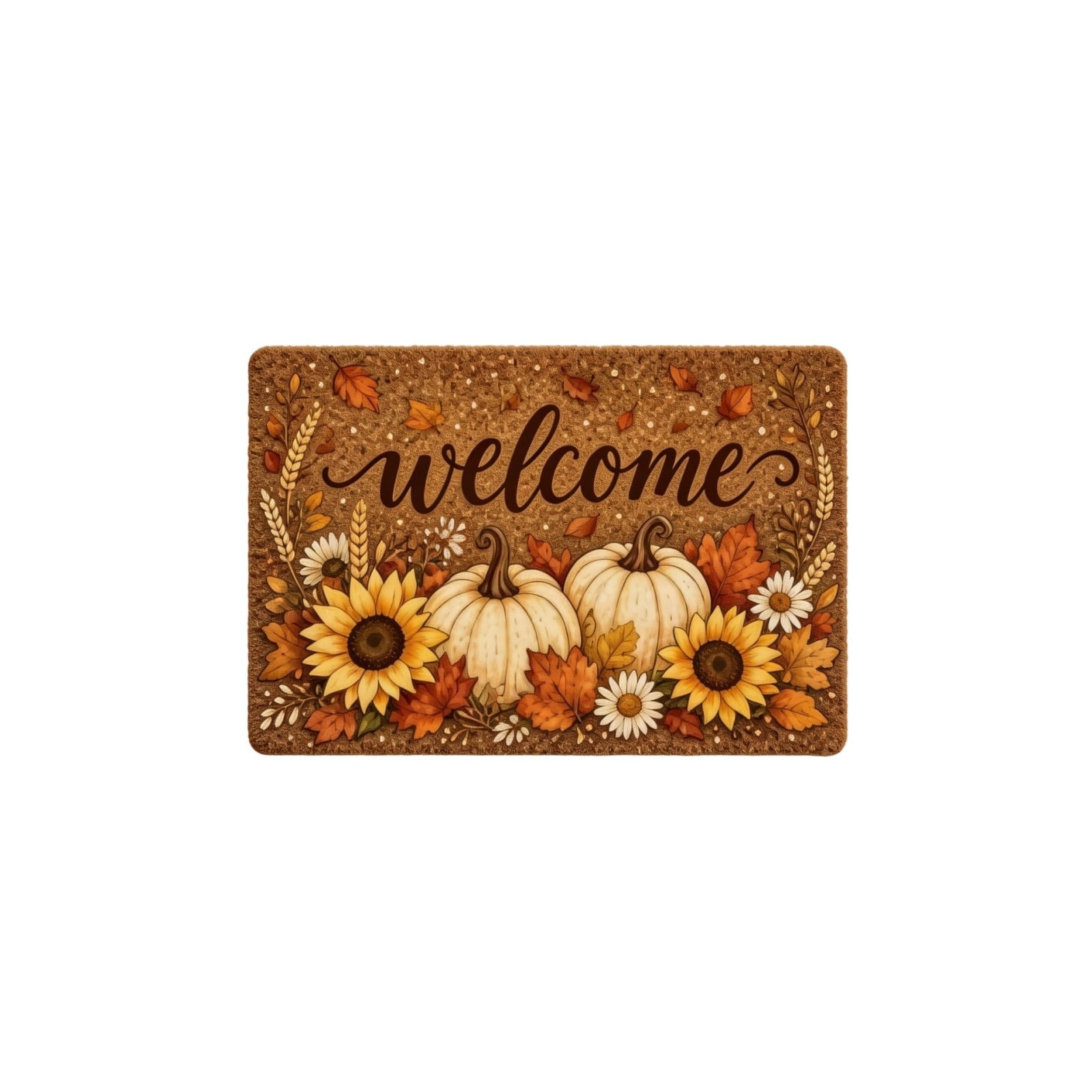 Fall Thanksgiving Welcome Doormat with Pumpkin Maple Leaf Design 15.75 x 23.62 Inch Crystal Velvet Seasonal Rug for Entryway Kitchen Home Decor