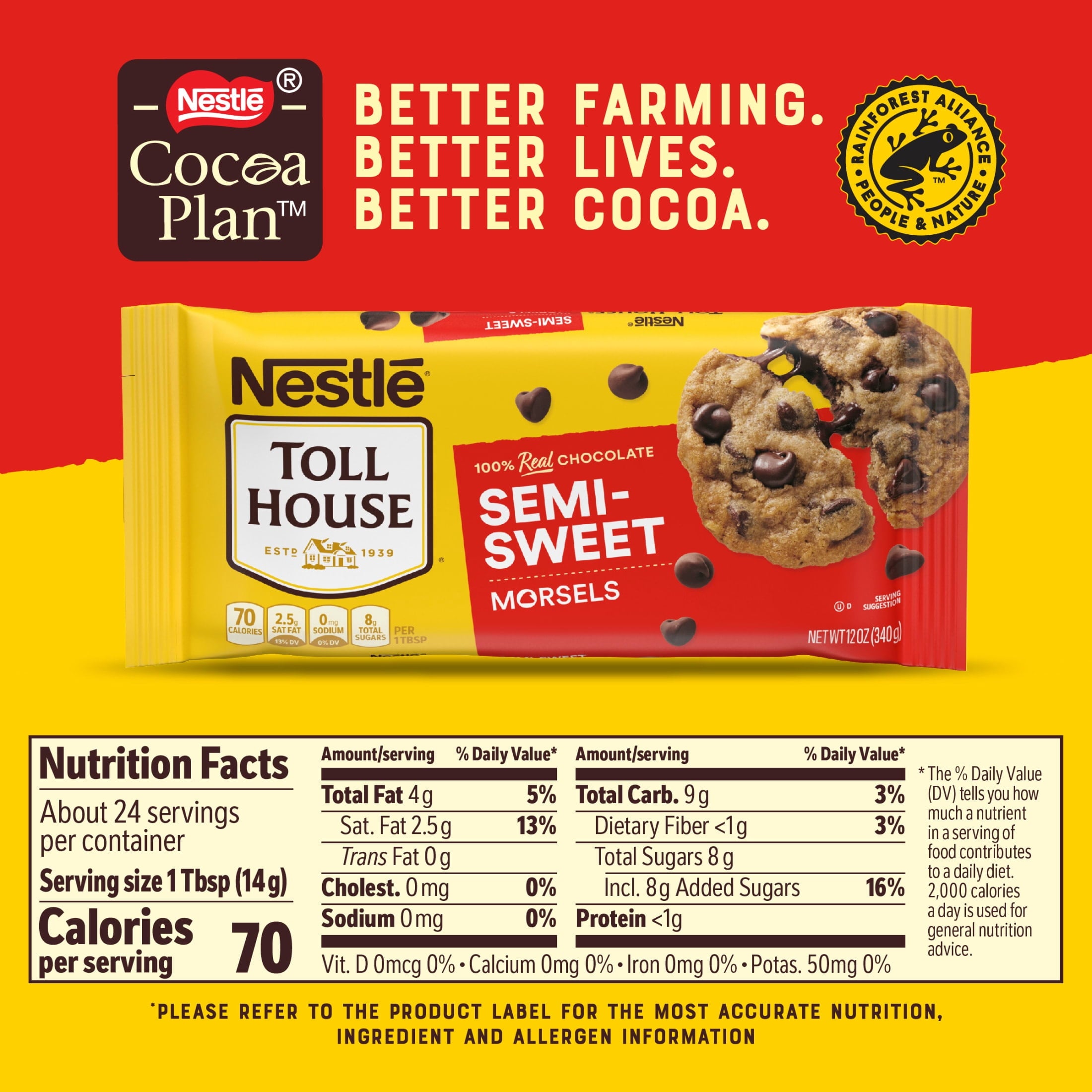 Nestle Toll House Semi Sweet Chocolate Baking Chips, 12 oz Bag