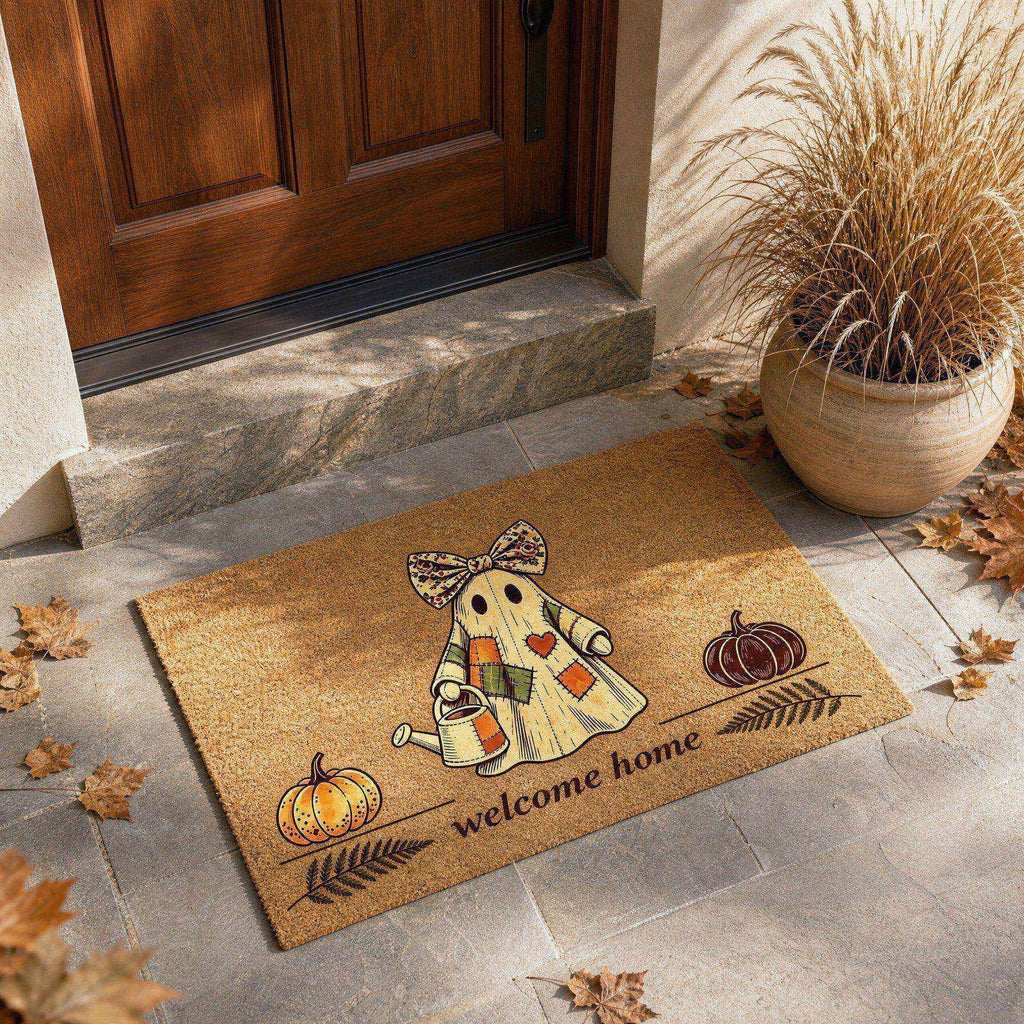 Halloween Doormat Vintage Retro Style Mat 23.6x15.7in Secure-Grip Absorbent Coir Look Entryway Rug for Front Porch Indoor Outdoor Decor by OVFUIZ
