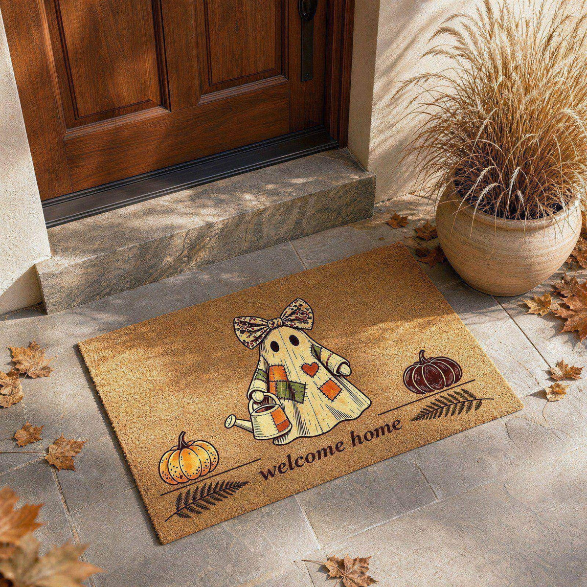 Fllostpr Halloween Pumpkin Doormat 24x16 Inch, Vintage Brown-o'-Lantern Rug Soft Non-Slip Washable Holiday Decorations for Front Door Entryway Kitchen