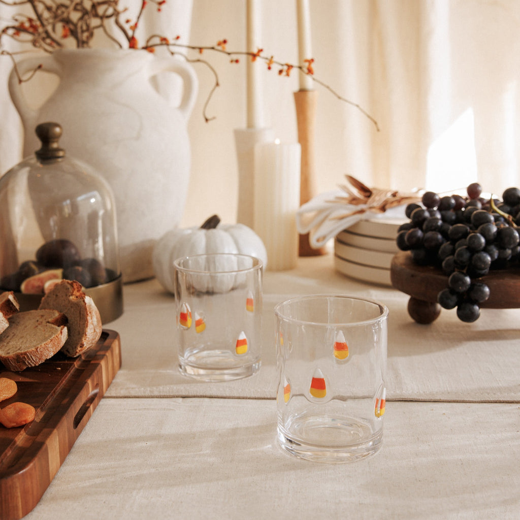 Thyme & Table 12 fl oz White Pumpkin Charm Glass Set, Pack of 2