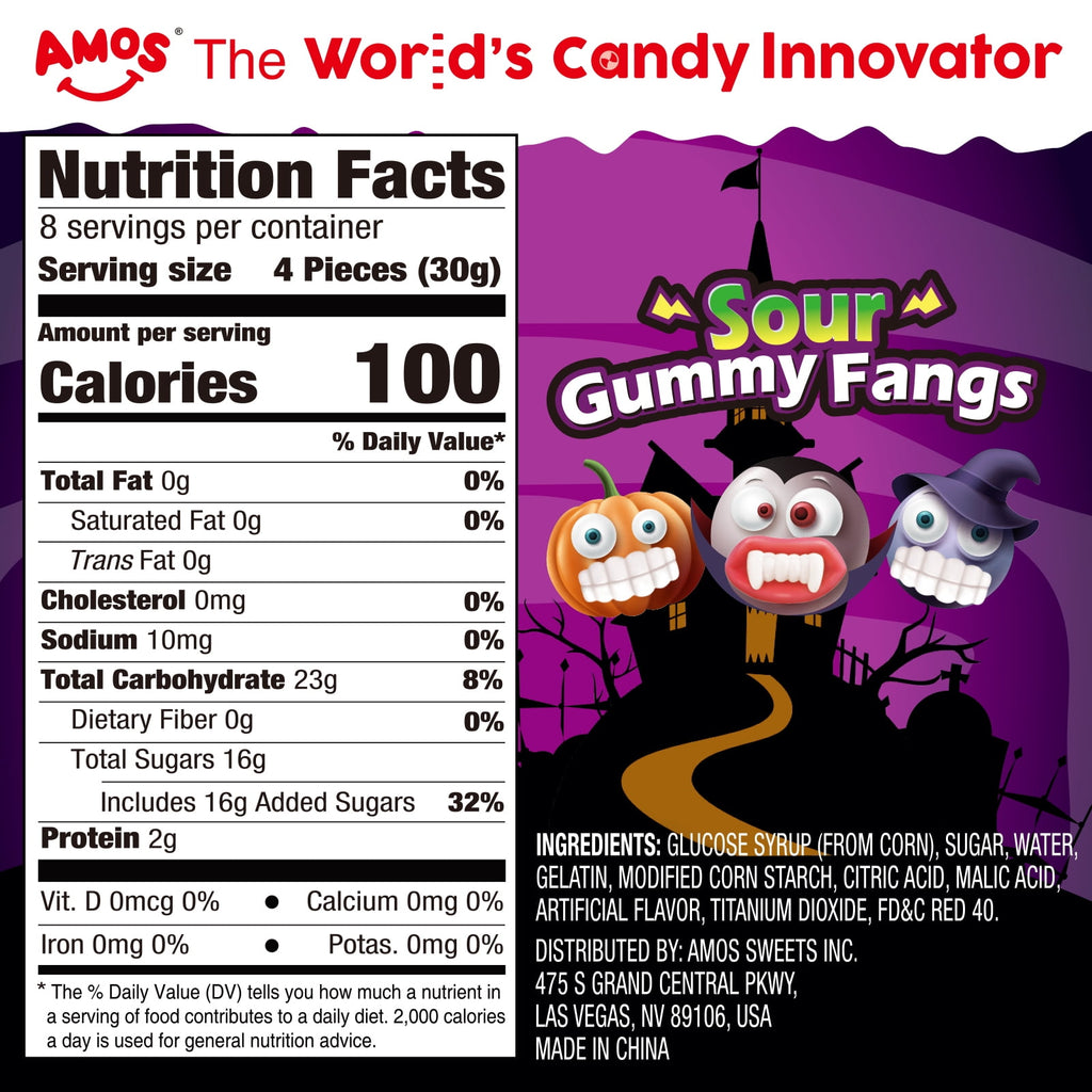 AMOS Cotton Candy Halloween Pizza, Eyeballs Candy for Party, Gluten-Free, 6 Count, 6.35 oz
