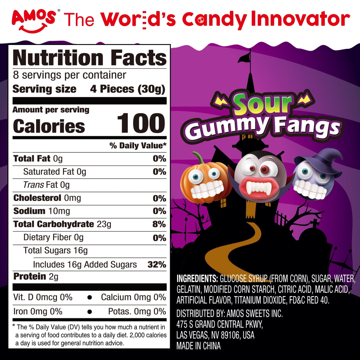 AMOS Cotton Candy Halloween Pizza, Eyeballs Candy for Party, Gluten-Free, 6 Count, 6.35 oz