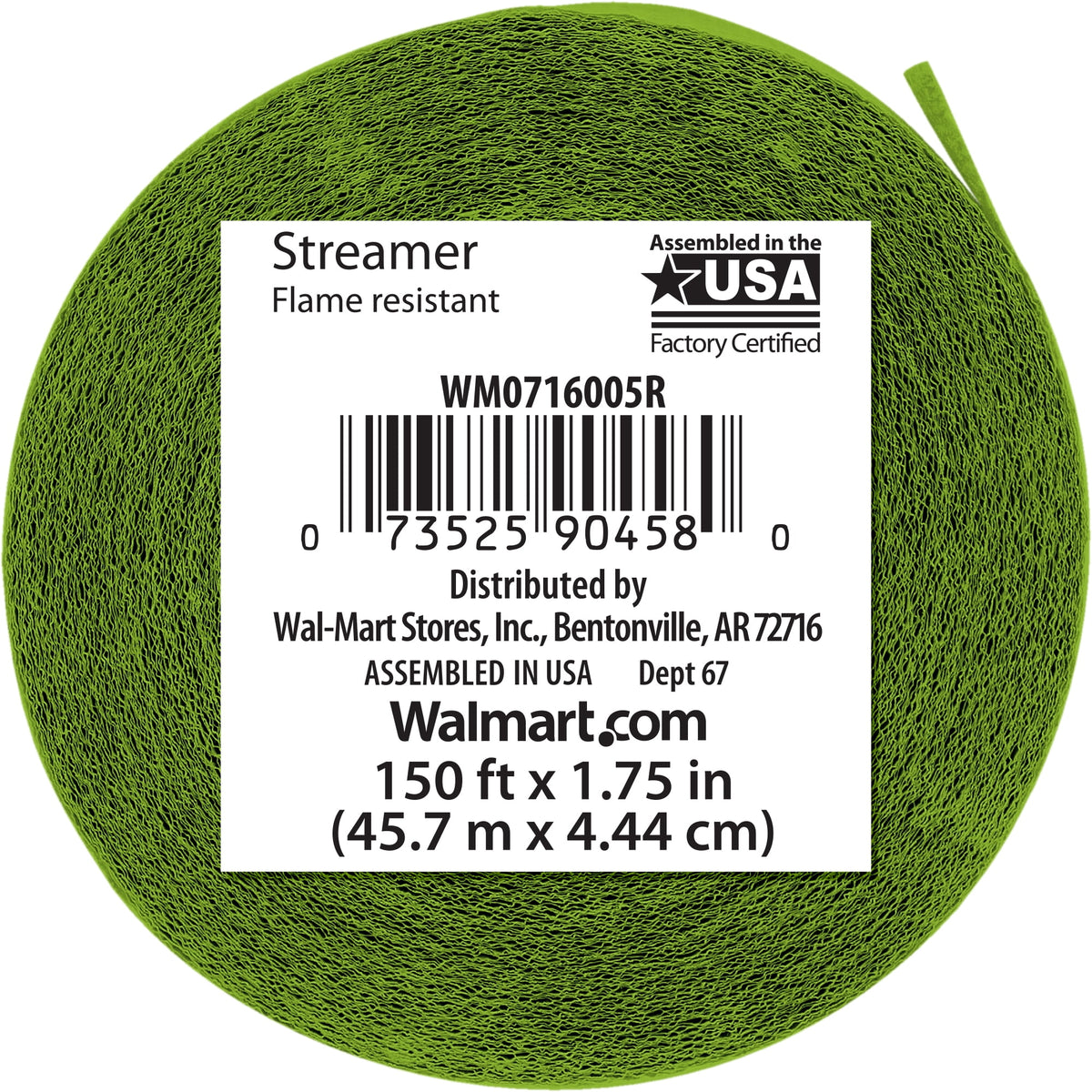 Lime Green Paper Party Streamer, 150', by Way To Celebrate