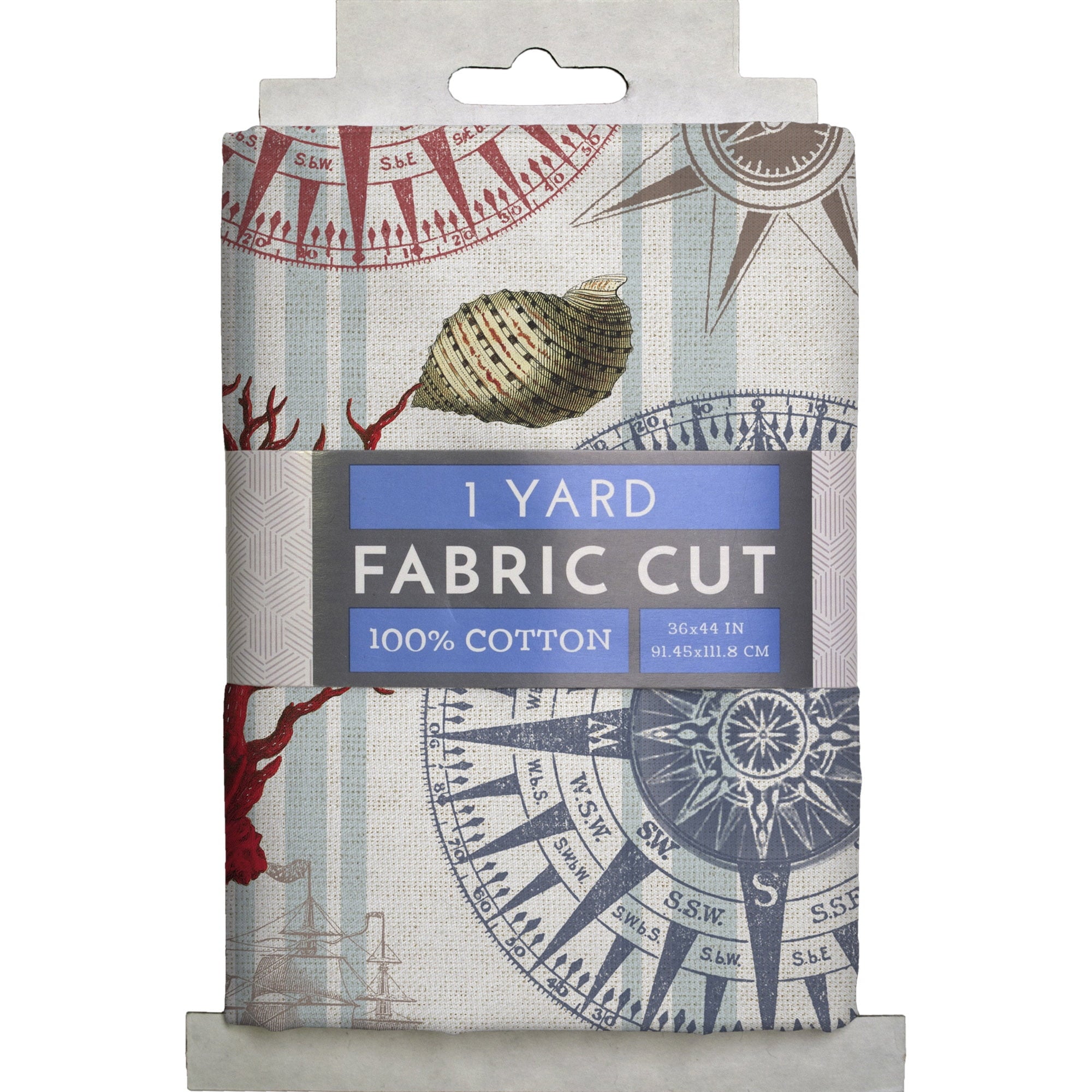 (2 pack) David Textiles Nautical Navigation 44" Cotton Sewing & Craft Fabric 1 yd Pre-cut, Multi-Color