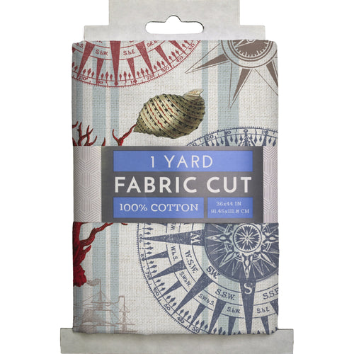 (2 pack) David Textiles Nautical Navigation 44" Cotton Sewing & Craft Fabric 1 yd Pre-cut, Multi-Color
