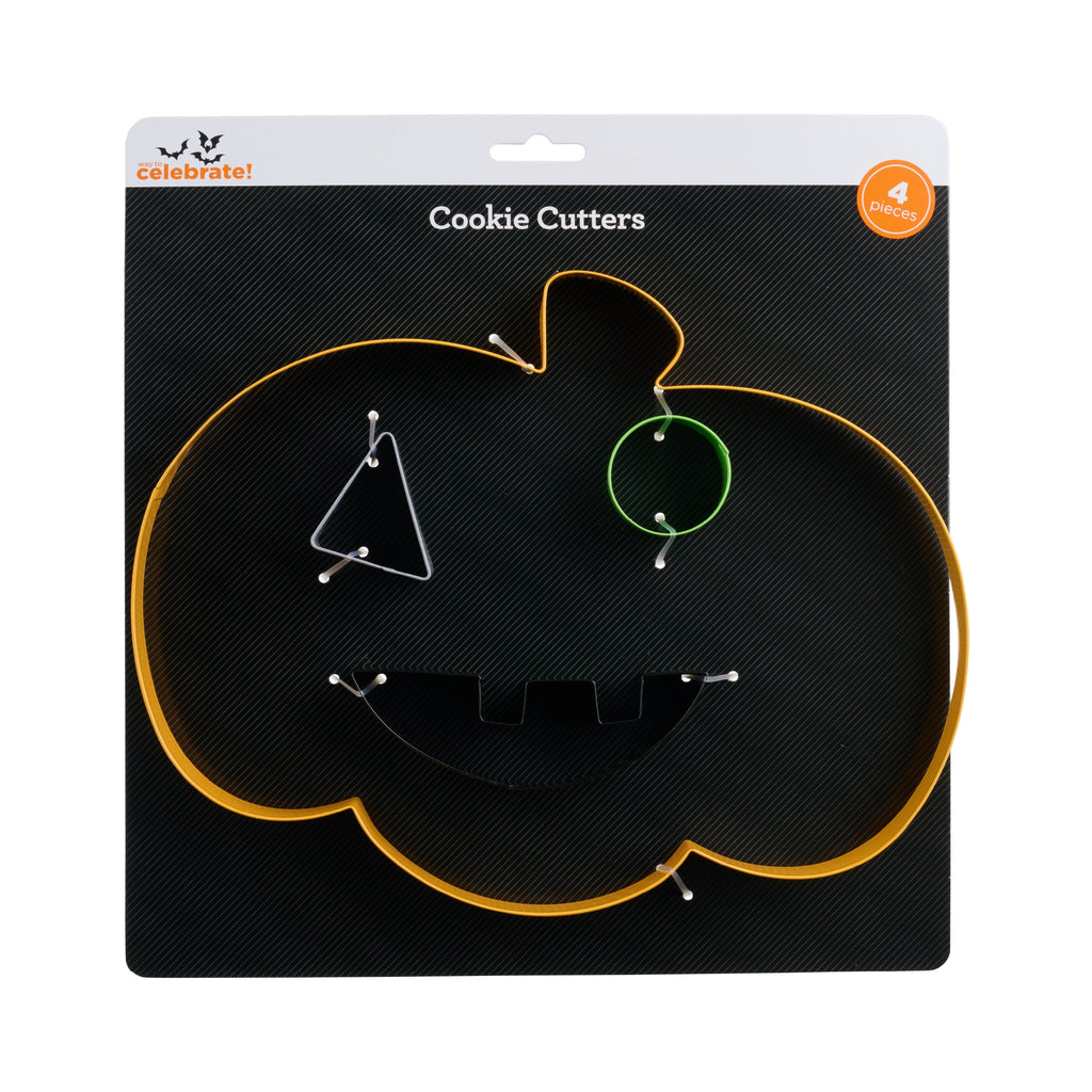 Way To Celebrate 4-Piece Cookie Cutters Jack-o’-lantern, Orange, Green, Purple, Black