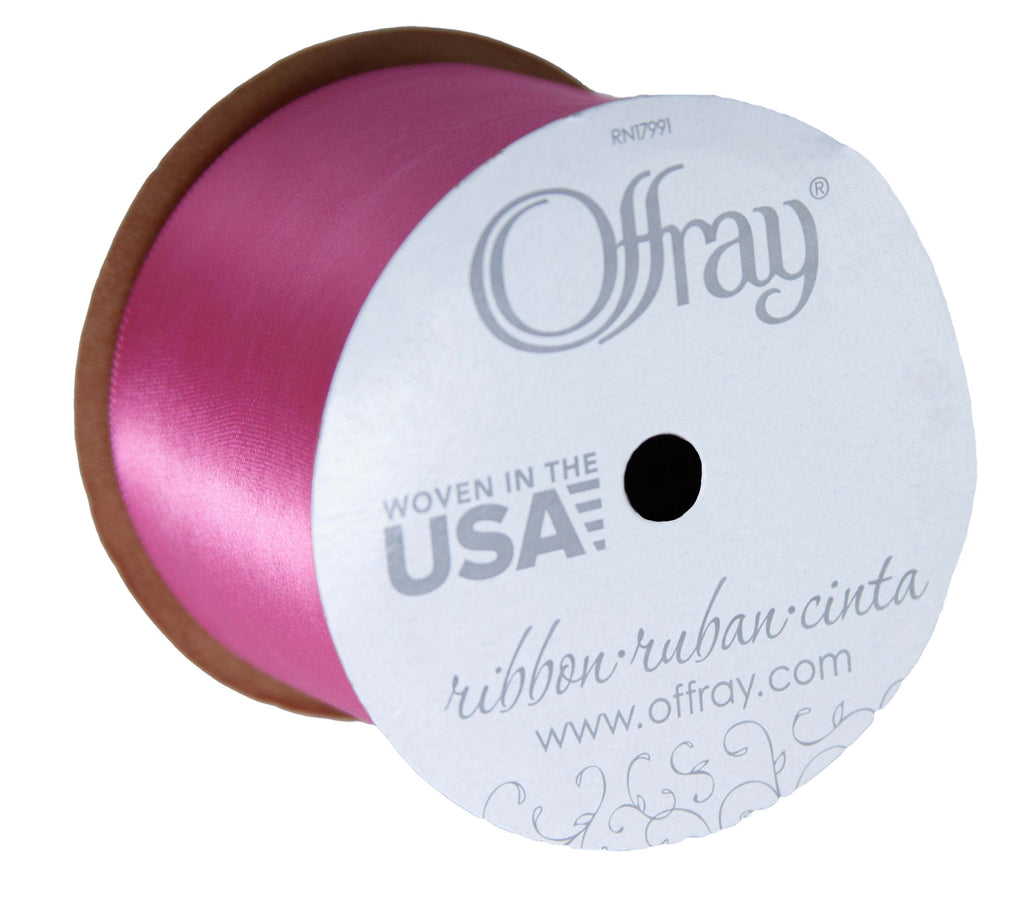 (2 pack) Offray Ribbon, Red 2 1/4 inch Single Face Satin Polyester Ribbon for Sewing, Crafts, and Gifting, 9 feet, 1 Each