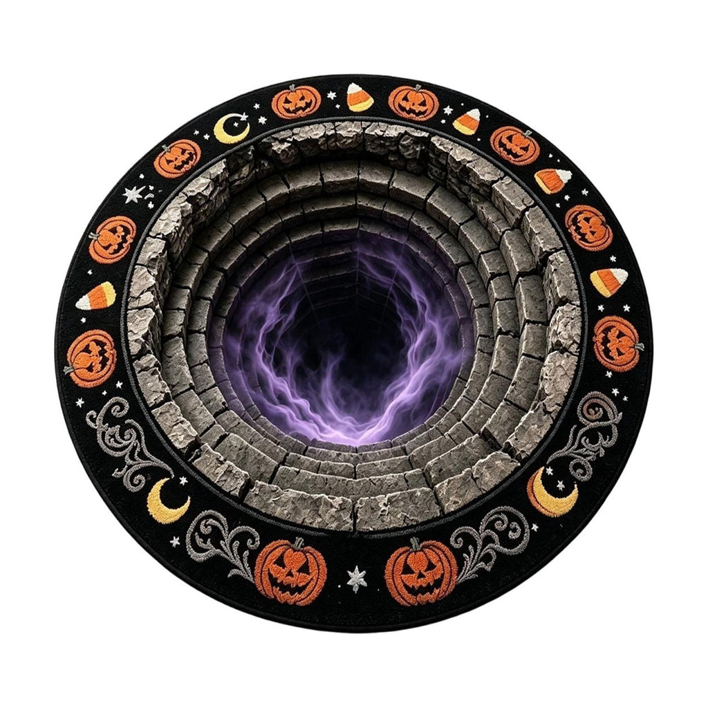 Halloween Wreath Shaped Rugs, Soft Indoor Mat for Entryway, Kitchen, Halloween Party, Pumpkin Witch Spooky Home Decor, 23.62x15.75 Inches