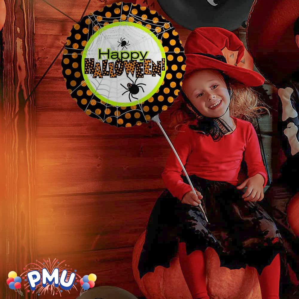 PMU Halloween Party Decoration "Happy Halloween" Jack Faces Aglow 18 Inch Mylar-Foil Balloon (1pkg) Pkg/1