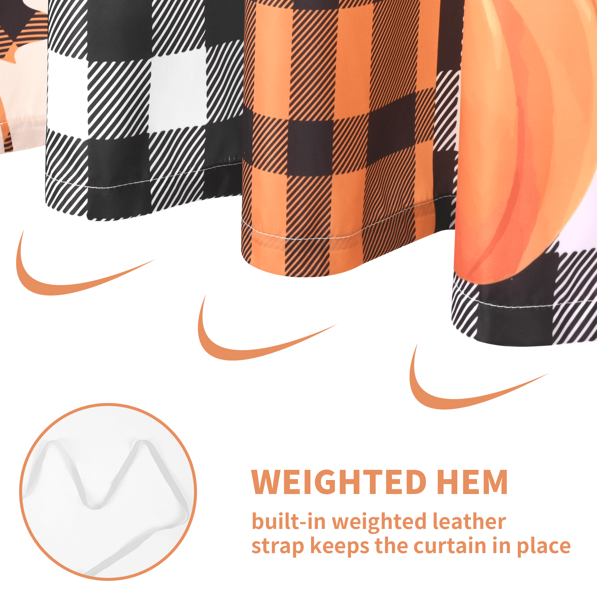 Ikfashoni Fall Shower Curtain with Hooks, Fall Decor for Home, Buffalo Plaid Pumpkin Waterproof Bathroom Curtains, 72"X72"